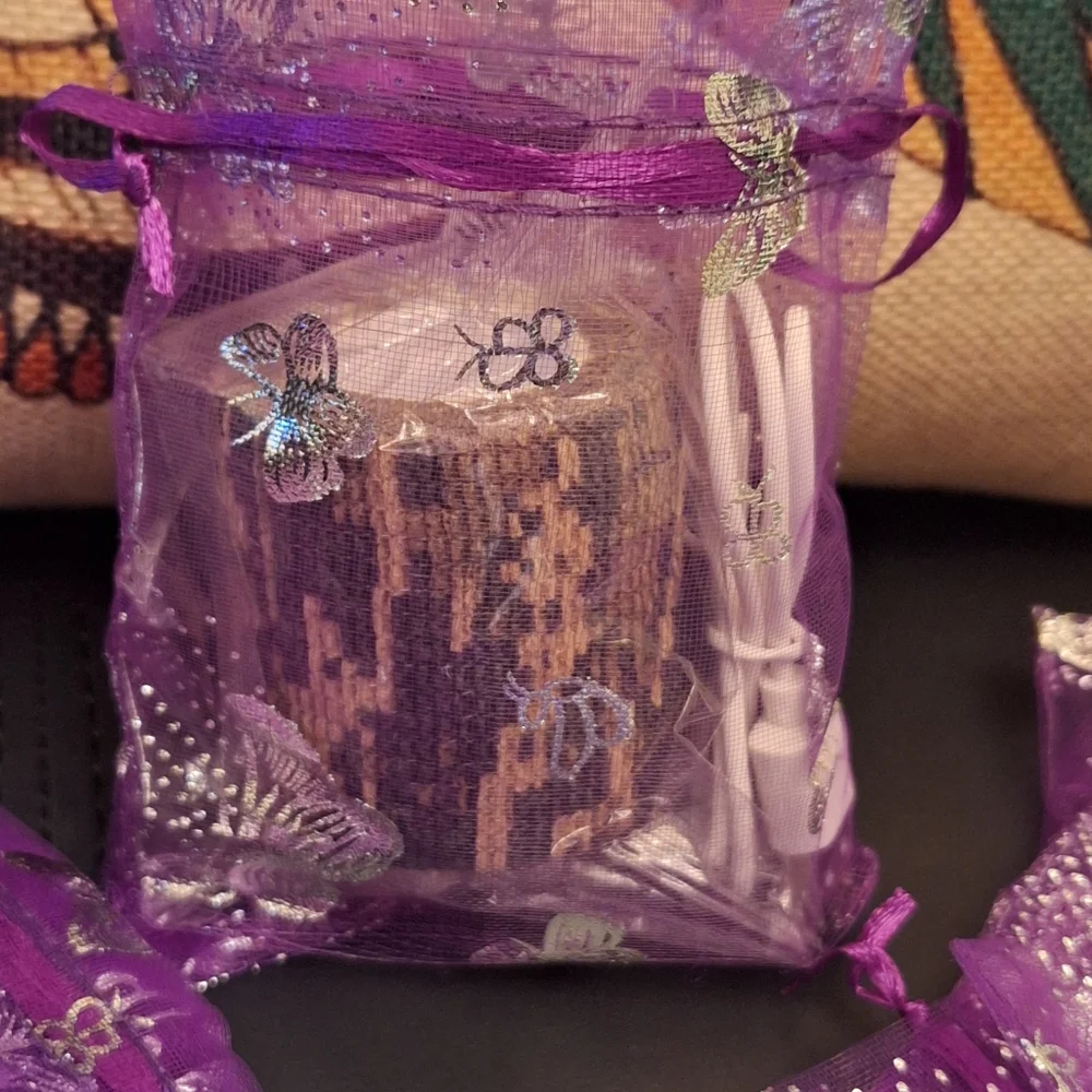 20ct. 3.5x4.5 Purple Organza Bags Silver Butterflies